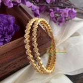 Premium AD Stone Bangles -White- Floral-G6819