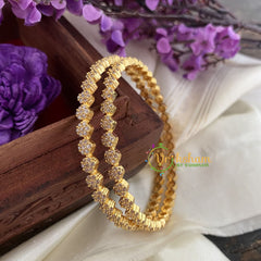 Premium AD Stone Bangles -White- Floral-G6819