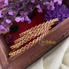 Premium AD Stone Bangles -Red Dots-G6806