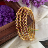 Premium AD Stone Bangles -Red Dots-G6806