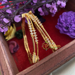 Premium AD Stone Bangles -White -G6803