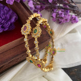 Premium AD Stone Bangles Red Green -Tilak-G6820