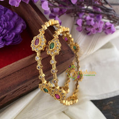 Premium AD Stone Bangles Red Green -Tilak-G6820