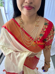 5 Layer Pearl Mogappu Style Kemp Haram -G7159