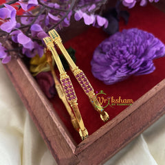 Premium AD Stone Bangles -Red Green-G6822