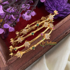 Premium AD Stone Bangles -Star-Red Green-G6823