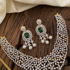 Green Bridal American Diamond Short Neckpiece -G10827
