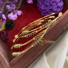 Premium AD Stone Bangles-Green -G6831
