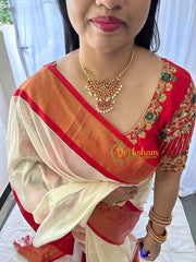 Red Green Traditional Kemp Addigai -Dual Peacock-G7176