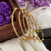 Premium AD Stone Bangles -Red Dots -G6802