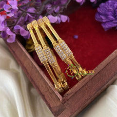 Premium AD Stone Bangles -White -G6805