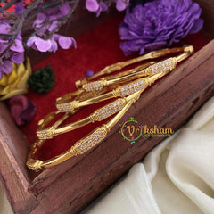 Premium AD Stone Bangles -White -G6805