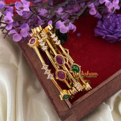Premium AD Stone Bangles -Red Green -G6830