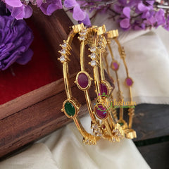 Premium AD Stone Bangles -Red Green -G6830
