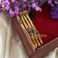 Premium AD Stone Bangles-Red Green-G6829
