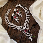 Red Bridal American Diamond Short Neckpiece -G10811