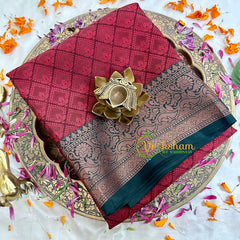 Brick Red Kora Muslin Saree-VS1707