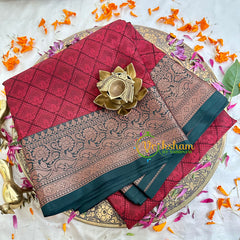 Brick Red Kora Muslin Saree-VS1707