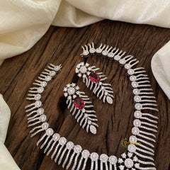 Red Bridal American Diamond Short Neckpiece -G10811