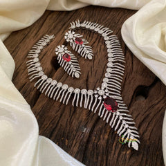 Red Bridal American Diamond Short Neckpiece -G10811