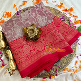 Taupe with Red Kora Muslin Saree-VS1713