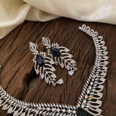 Deep Blue Bridal American Diamond Short Neckpiece -G10815