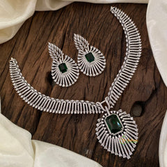 Green Bridal American Diamond Short Neckpiece -G10816