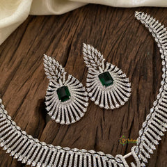 Green Bridal American Diamond Short Neckpiece -G10816