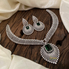 Green Bridal American Diamond Short Neckpiece -G10816