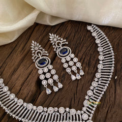 Deep Blue Bridal American Diamond Short Neckpiece -G10820