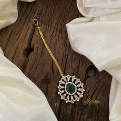 Premium AD Stone Maang Tikka-Green-G10840