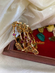 Premium AD Stone Bridal Bangle-Peacock-4 Bangles -G9794