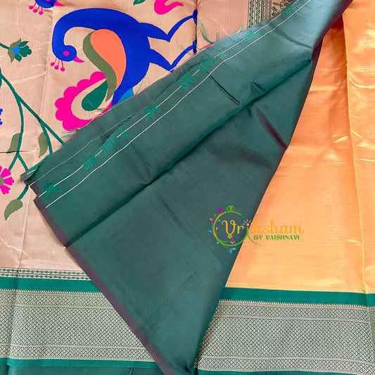 Yellow with Green Paithani Soft Silk Saree -VS2215