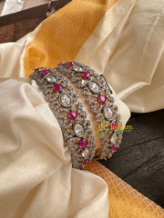 Premium Red Victorian Diamond Bridal Bangles-VV146