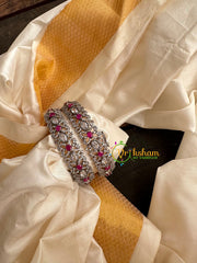 Premium Red Victorian Diamond Bridal Bangles-VV146