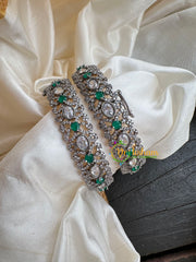 Green Victorian Diamond Bridal Bangles-VV147