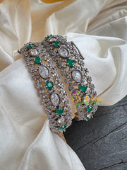 Green Victorian Diamond Bridal Bangles-VV147