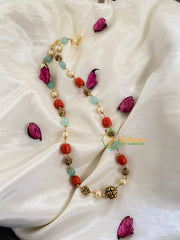 Single Stand Beaded Malai with Red Green Interlude Beads -G5733