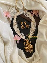 Premium Ganesh Pendant Pearl Neckpiece-Red-G4695