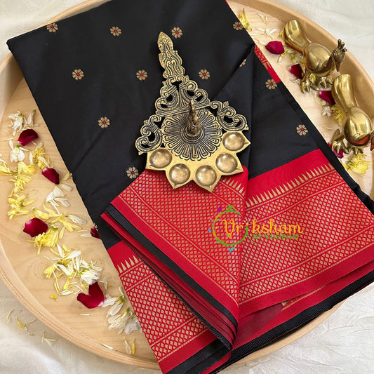 Black with Red Paithani Soft Silk Saree -VS2241