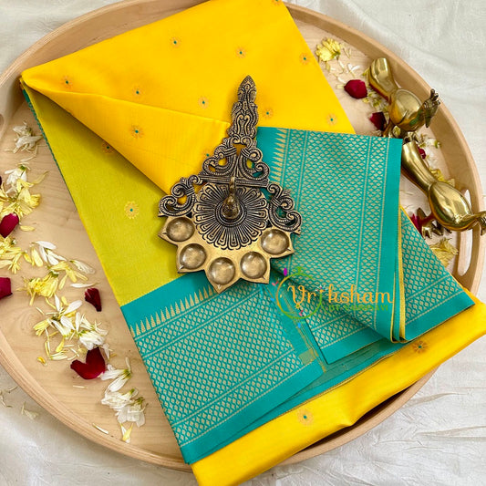 Yellow with Green Paithani Soft Silk Saree -VS2231