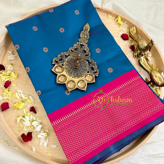 Ramar Blue with Pink Paithani Soft Silk Saree -VS2237