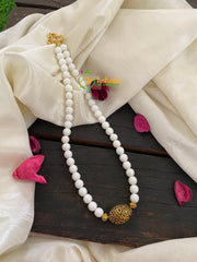 Copper Bead Pendant Neckpiece -White-K0100