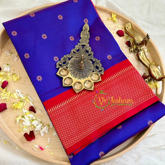 Royal Blue with Red Paithani Soft Silk Saree -VS2232
