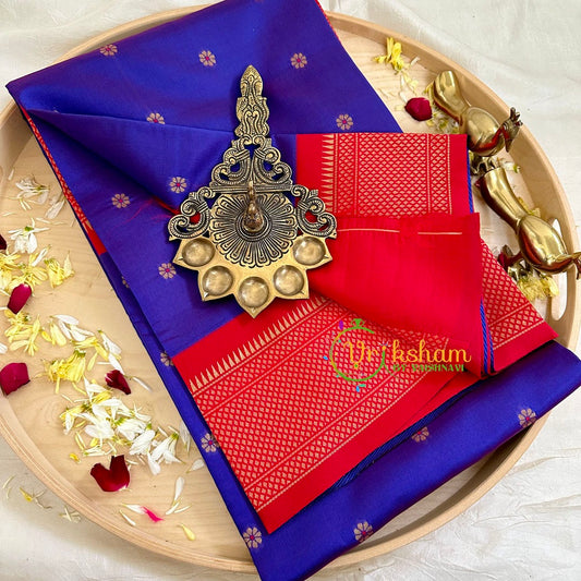 Royal Blue with Red Paithani Soft Silk Saree -VS2232