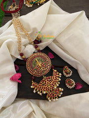 Red Green Kemp Pendant Pearl Malai-K042