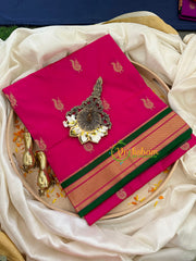 Pink with Green Paithani Pure Silk Saree -VS781