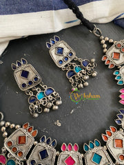 Multicolor Statement Choker Short Neckpiece -S713