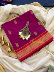 Wine With Red Border Paithani Pure Silk Saree -VS789