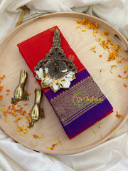 Red with Purple Thiribhuvanam Silk Saree -Pure Silk -VS791